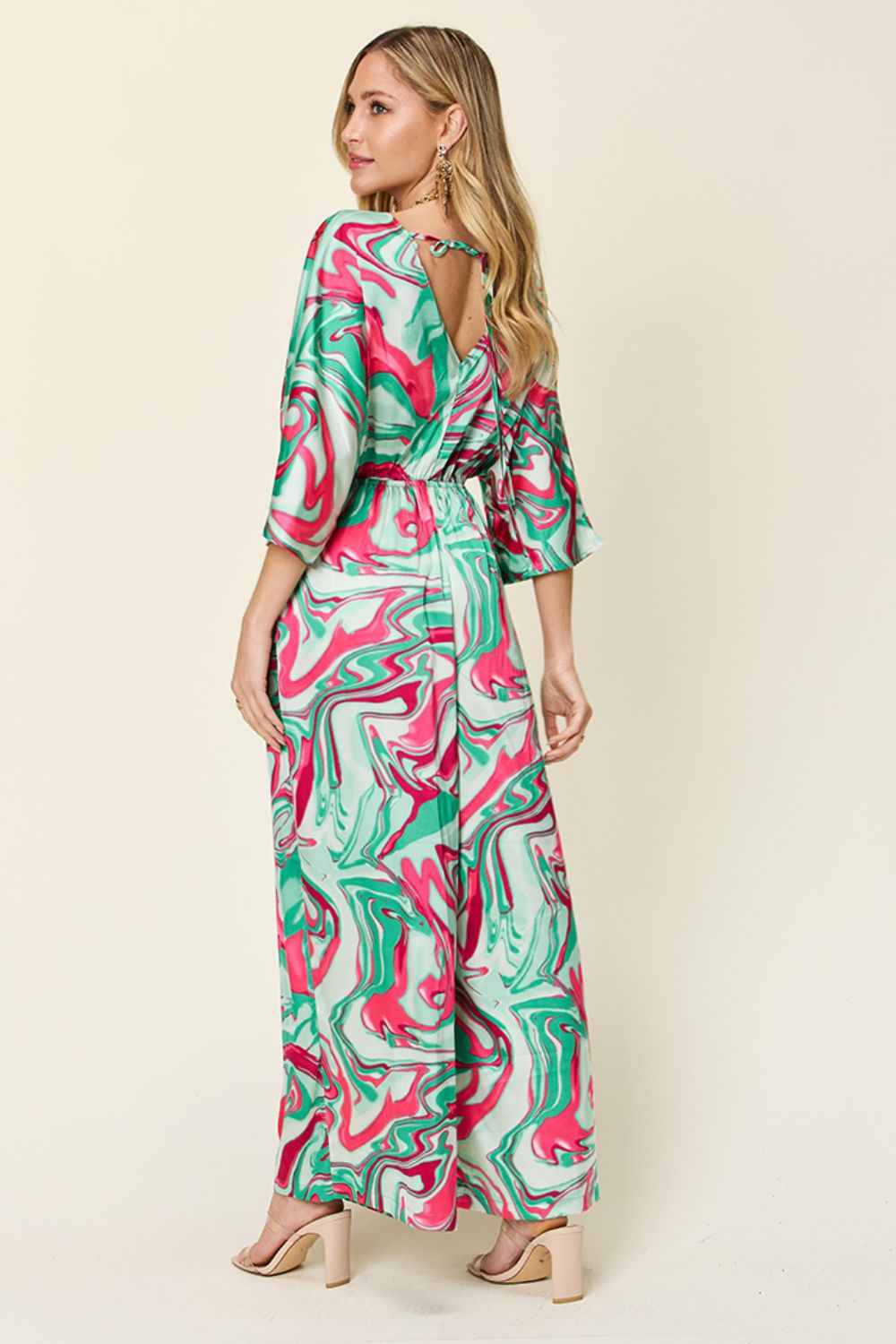 Sansplay Full Size Half Sleeve Wide Leg Jumpsuit