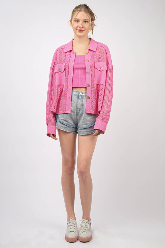 Intrigue Button Up Long Sleeve Lace Shirt