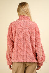 The Embrace Fuzzy Fleece Half Zip Cable Pattern Sweatshirt