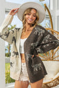 The Precious Merino Open Front Long Sleeve Contrast Cardigan