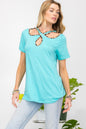 Sansplay Full Size Crisscross Cutout Leopard Contrast Trim T-Shirt