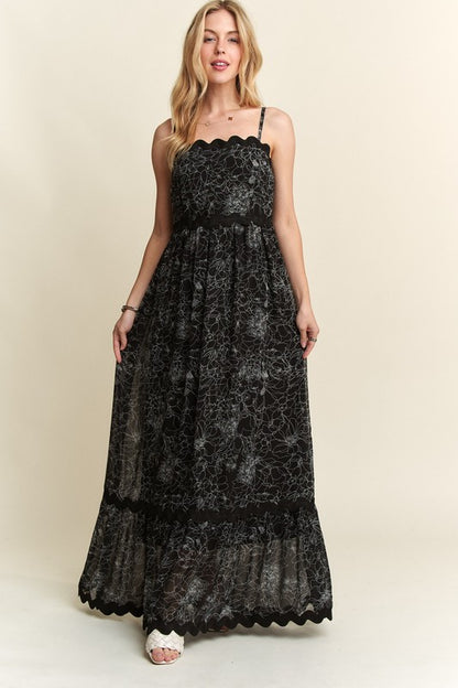 Cupid's Arrow Floral Adjustable Strap Maxi Cami Dress
