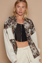 Solace Contrast Sleeves Button Down Floral Jacquard Shirt