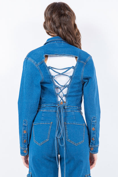 Back Cropped Denim Jacket