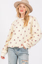 Printed Contrast Long Sleeve Sweatshirt