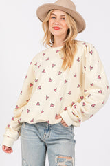 Printed Contrast Long Sleeve Sweatshirt