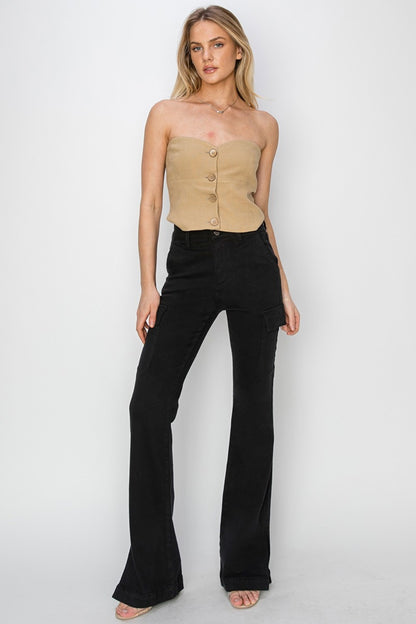 Highly Crafted Side Slit Cargo Bootcut Jeans