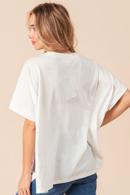 Tattered Triumph Sequin Bow Patch Short Sleeve T-Shirt
