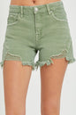 Shades of Green Hem Denim Shorts