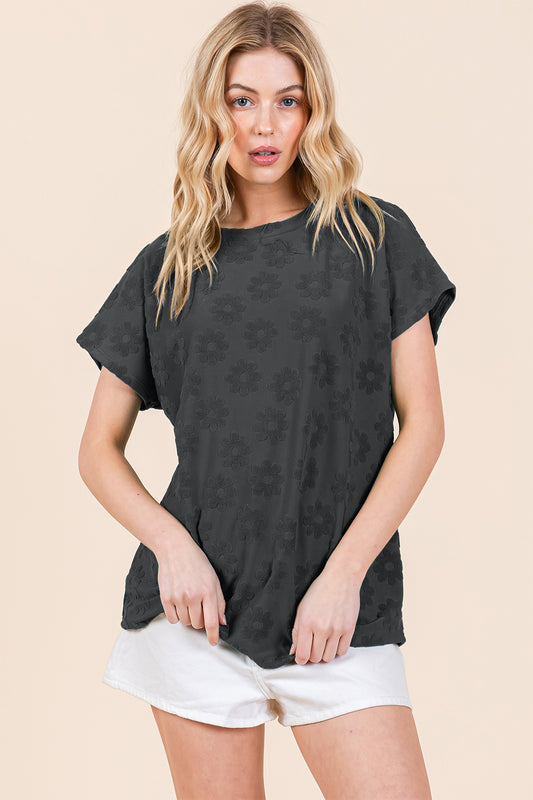 Sans Floral Pattern Short Sleeve T-Shirt