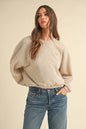 Echoes of Tranquility Neck Letter Embroidery Crop Sweatshirt