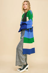 The Couture Knit Color Block Kimono Sleeve Open Front Cardigan