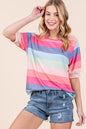 Threads of Tenderness Striped Round Neck Half Sleeve T-Shirt