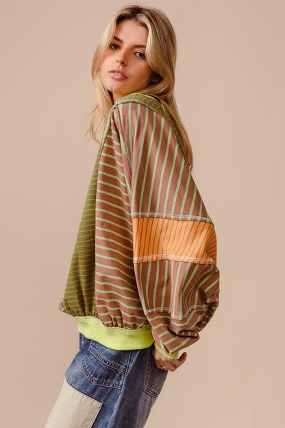 Striped Round Neck Sweatshirt