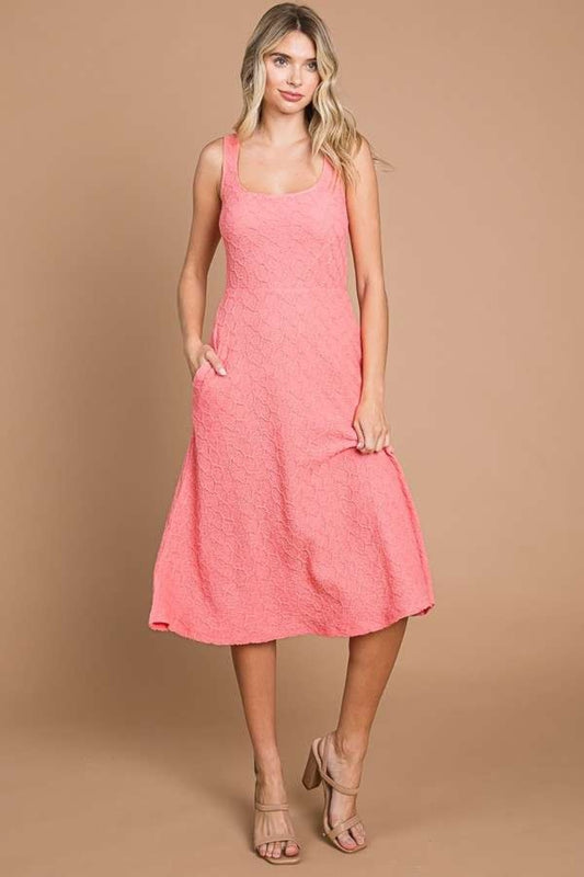 The Seraphina Texture Square Neck Tank Dress with Pockets