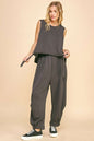 Sansplay Designer Set Drawstring Hem Round Neck Tank and Pants Set