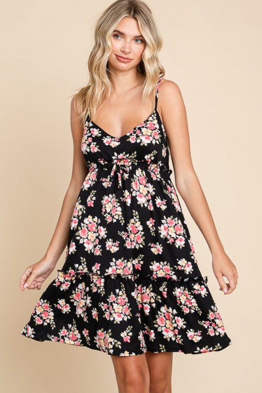 SANS SPECIAL Full Size Floral Frill Cami Dress