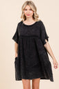 Soulful Silhouettes Short Sleeve Babydoll Texture Dress with Pockets