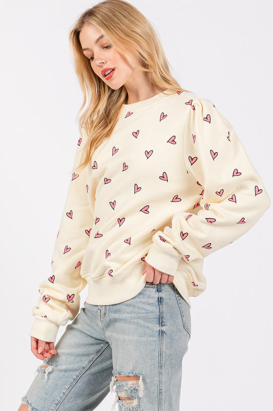 Printed Contrast Long Sleeve Sweatshirt