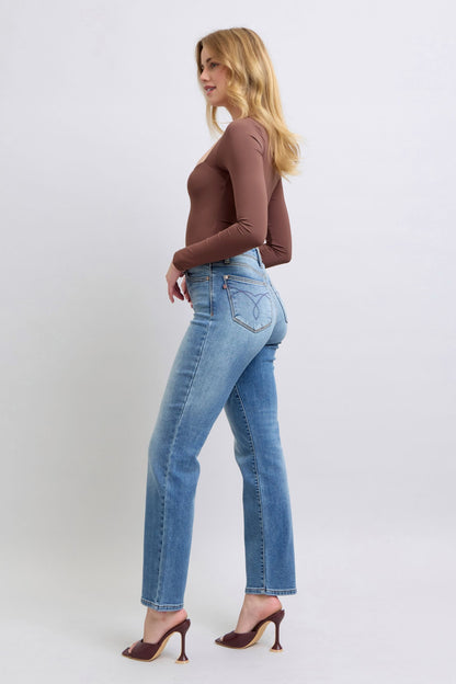 Sansplay Full Size Run Vintage Wash Thermal Straight Jeans
