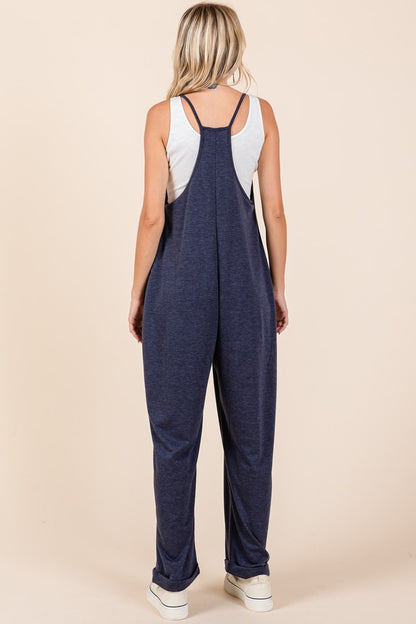 Crafted For You Patch Pocket Wide Leg Sleeveless Jumpsuit