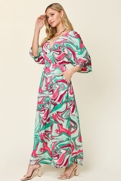 Sansplay Full Size Half Sleeve Wide Leg Jumpsuit