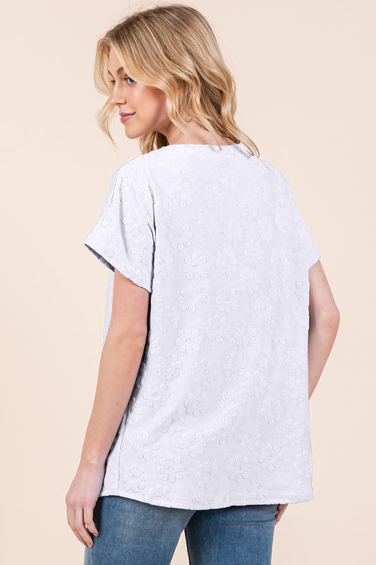 Audacious Aura Floral Textured Short Sleeve T-Shirt
