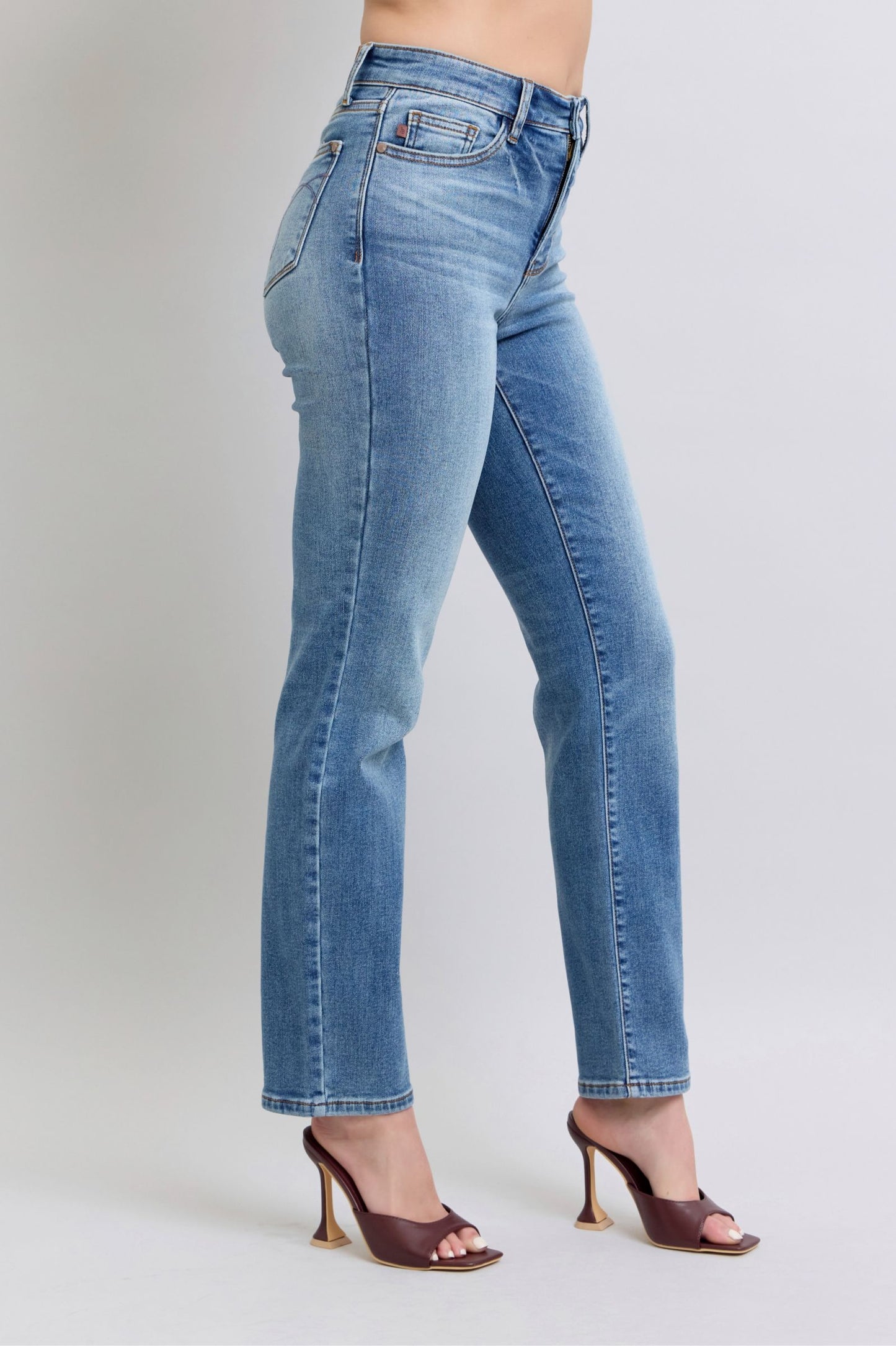 Sansplay Full Size Run Vintage Wash Thermal Straight Jeans