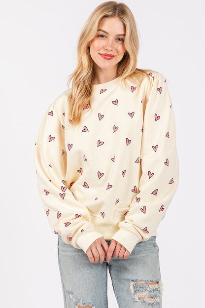 Printed Contrast Long Sleeve Sweatshirt