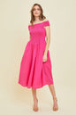 Whimsy Off-Shoulder Smocked Midi Dress