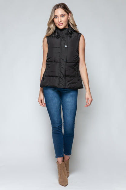 Snap and Zip Closure Hooded Vest