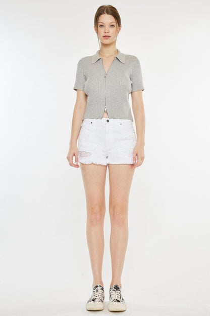 Raw Hem Distressed Denim Shorts