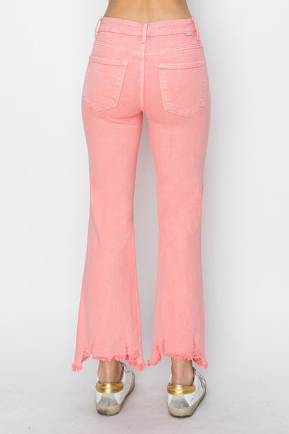 Raw Hem Bootcut Jeans with Pockets