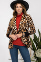 Sansplay Tailored Blazer Leopard Open Front Long Sleeve Blazer