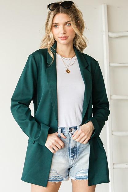 Formal Open Front Long Sleeve Blazer with Pockets
