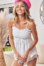 Sansplay Ruffle Edge Smocking Babydoll Cami