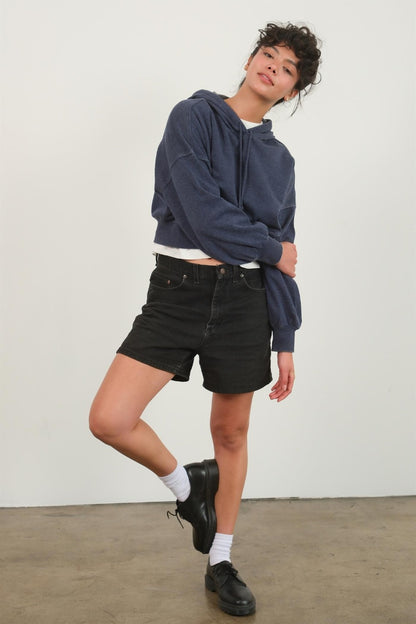Sans Drop Shoulder Cropped Hoodie