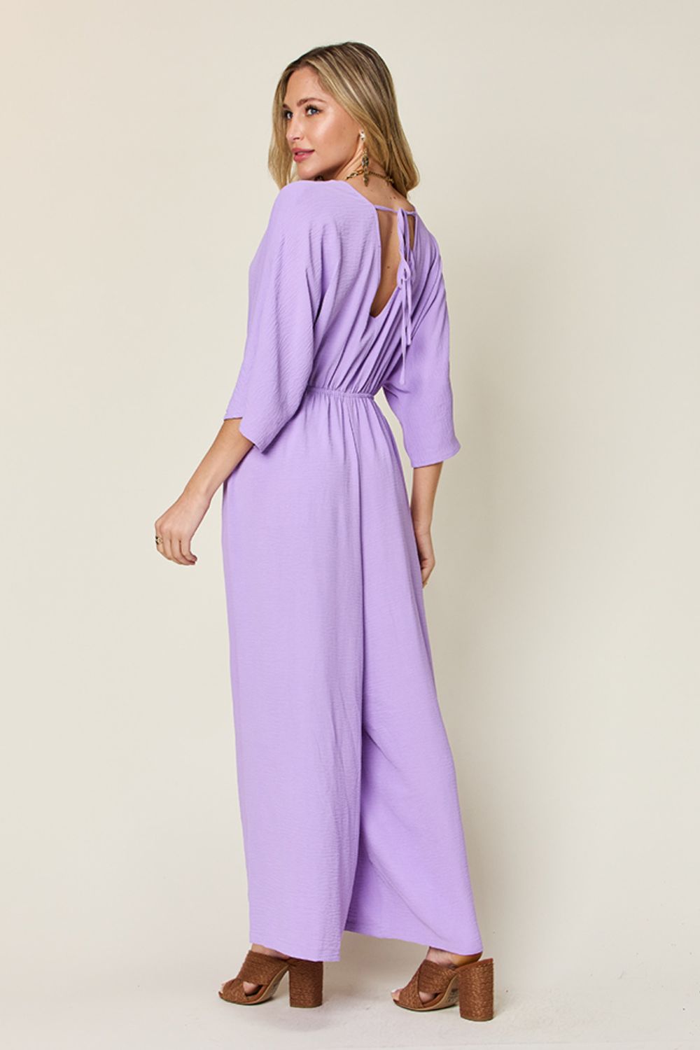 Full Size Surplice Wide Leg Jumpsuit with Pockets