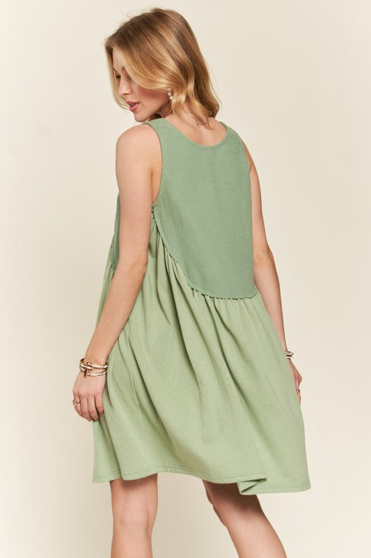 Sweet Surrende Decorative Button Sleeveless Babydoll Dress