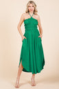 Soulful Silhouettes Tie Back Shirring Dress with Pockets