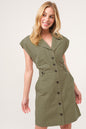 Soulful Silhouettes GREEN Button Up Sleeveless Dress
