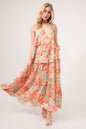 Floral Ruffled Tiered Strap maxi Dress