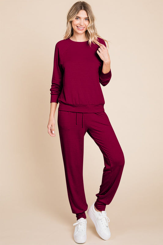 Sansplay The Synchronicity Round Neck Raglan Sleeve Top and Pants Lounge Set