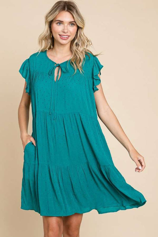 Sans Ruffle Cap Sleeve Tiered Dress