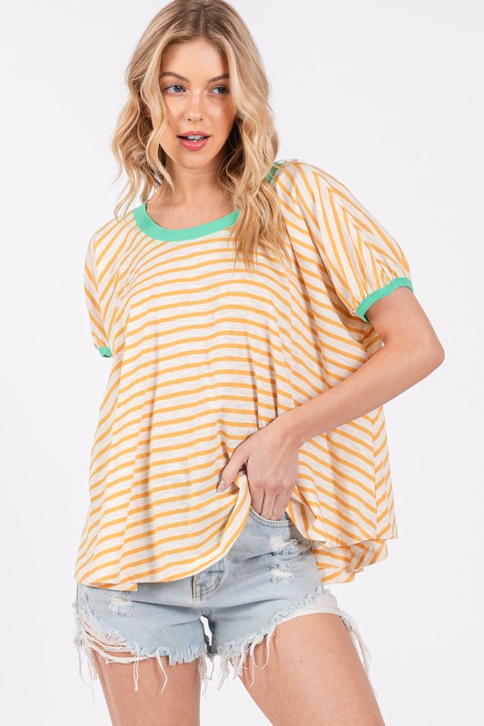 Twirl & Twirl Striped Round Neck Short Sleeve T-Shirt