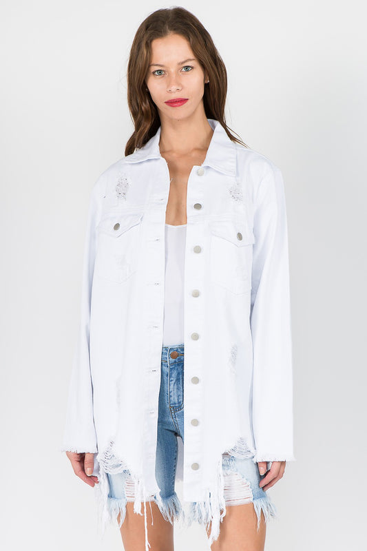 Frayed Hem Denim Jacket