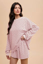 Sansplay Luxe Two-Piece Checkered Round Neck Top and Drawstring Shorts Set