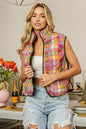 The Precious Merino Quilted Washed Plaid Snap Down Vest