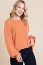 Pure Simplicity Long Sleeve Curved Hem Ribbed T-Shirt