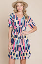 Color Block Short Sleeve Mini Dress